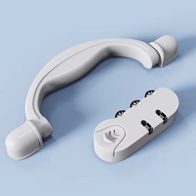 White Curved Plastic Handle And Base With Holes For Medical Use 3d model