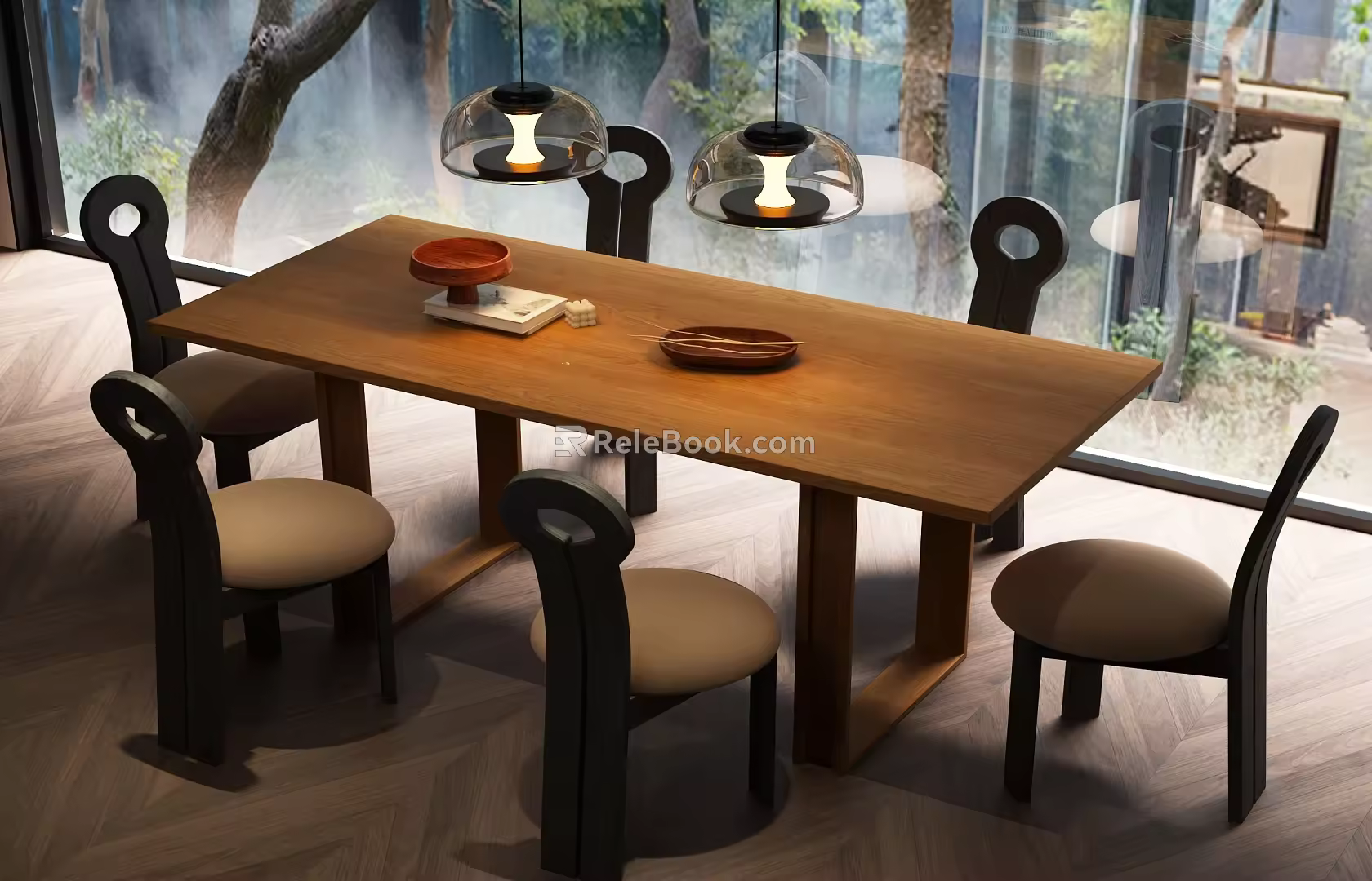 Dining Table and Chair Combination Modern French Dining Table and Chair Combination French Middle Ancient Dining Table and Chair Combination Modern Middle Ancient Dining Table and Chair Combination Chandelier Modern Chandelier Modern Glass Chandelier 3d model
