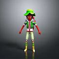Animated Man Wearing Green Hat Green Vest White Top Light Green Pants And Yellow Boots