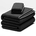 Soft Gray Towel Set Stacked With Striped Texture And Absorbent Fabric 3d model