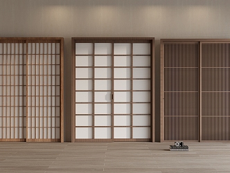 Japanese style sliding wooden door sliding door carved screen wooden door lattice wooden door 3d model