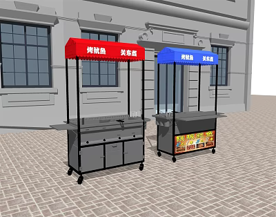 Modern snack car grill snack car 3d model