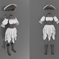Retro Style Women's Clothing Set With Hat Puffed Sleeve Blouse Corset Dress And Boots