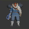 Blue Handheld Utility Tool With Blue Outfit White Fur Collar Furry Pants And Warm Boots