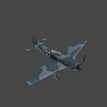Vintage Military Airplane With Camouflage Paint Number 22 Red Star Emblem And Propeller