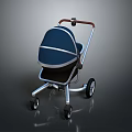 Stylish Baby Stroller Design With Blue Canopy Metal Frame And Swivel Wheels