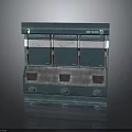 Industrial Teal Metal Component Featuring Panel Design EM001 Model And Vent Openings