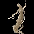 Elegant Classical Female Figurine Set With Flowing Ribbons And White Jade Finish