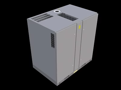 Gray Cabinet Style Industrial Equipment With Ventilation Grilles And Control Panel 3d model