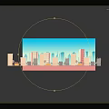 Commercial Equipment for Displaying Building Models with City Skyline and Colored Areas