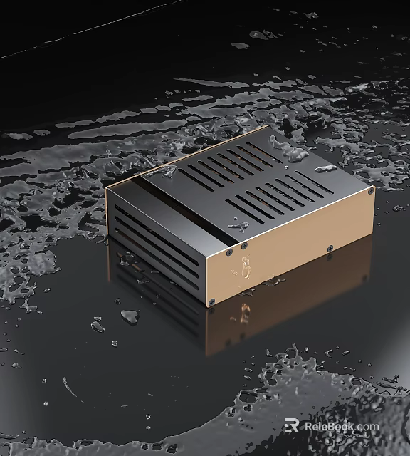 Modern Gold And Black Kitchen Appliance Featuring Water Droplets On Reflective Surface 3d model 