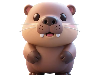 Cute Beaver Plush Toy With Round Eyes Big Front Teeth And Soft Whiskers 3d model