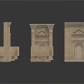Ancient Stone Architectural Elements With Arches Columns And Door Frames 3d model