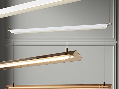 Modern Linear Pendant Lights With Sleek Gold And White Metal Acrylic Design For Contemporary Interior 3d model