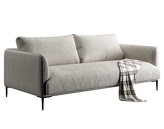 Modern Double Sofa Cloth Sofa One-word Sofa 3d model