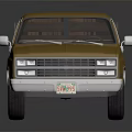 Vintage Yellow Pickup Truck With Wooden Crates In Cargo Bed