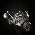 Silver Motorcycle with Sleek Design and Storage Cases on Black Background 3d model