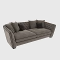 Modern Two Seater Sofa Design With Beige Velvet Upholstery Tufted Backrest And Pillows