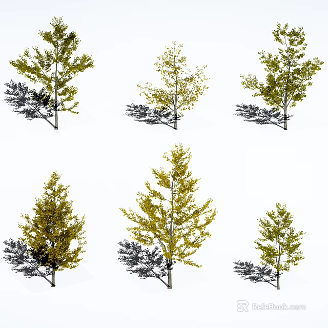 Various Types of Arbor Trees With Different Leaf Colors for Landscaping Projects 3d model 