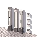 New Chinese Style Column Villa Corner Column 3d model