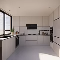 Modern Kitchen Interior Design With White Cabinets Countertop Appliances Window And Plant