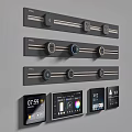 Modern Wall Mounted Smart Control Panels With Digital Displays And Knob Controls 3d model