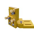 Yellow Metal Mechanical Fixture With Adjustment Knobs And Precision Holes