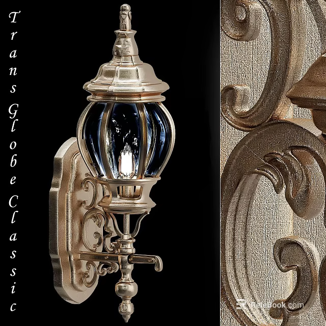 Vintage Elegant Wall Lamp With Ornate Metal Frame And Glass Shade Design 3d model 