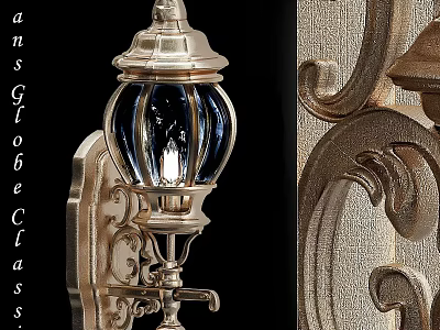 Vintage Elegant Wall Lamp With Ornate Metal Frame And Glass Shade Design 3d model