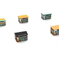 Public Facilities Small Architectural Models With Various Designs And Colorful Roof Structures 3d model