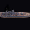 Gray Warship With Detailed Deck Turret Mast And Hull Structure Side View