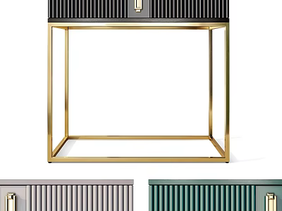 Modern Multi Color Cabinet Design With Gold Frame And Vertical Striped Details 3d model