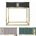 Modern Multi Color Cabinet Design With Gold Frame And Vertical Striped Details