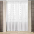 Layered Dark Curtains With White Sheer Fabric For Window Interior Decoration