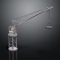 Mechanical Industrial Crane Model With Metal Frame Boom And Lifting Load