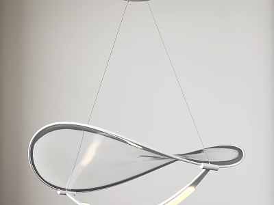 Modern Sleek Hanging Chandelier With Silver Frame And Transparent Curved Design For Modern Home Interior 3d model