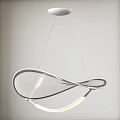 Modern Sleek Hanging Chandelier With Silver Frame And Transparent Curved Design For Modern Home Interior