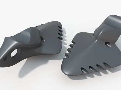 Two Gray Metal Industrial Equipment Parts With Holes And Serrated Edges 3d model