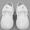 White Casual Lace Up Shoes With Brogue Details And Comfortable White Sole