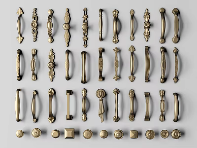 Various Decorative Metal Handles with Classic Modern Designs for Cabinet Furniture Doors 3d model