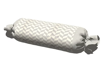Cylindrical Decorative Cushion With Gray And White Chevron Pattern And Bowknot Ties 3d model