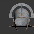 Ancient Roman Weapon Helmet with Metal Construction Copper Accents Riveted Design and Cheek Guards