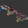 Black Mechanical Chassis Structure With Red Wheels For Industrial Transportation Equipment 3d model