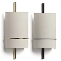 Modern Wall Lamps With Cylindrical White Fabric Shades And Metal Accents Mounted On Wall