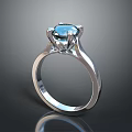 Stylish Silver Ring With Blue Gemstone And Shiny Setting Fashion Accessory