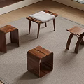 New Chinese Bench Chinese Bench Solid Wood Bench Round Bench 3d model