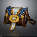Stylish Blue And Gold Leather Shoulder Bag With Hexagon Patterns And Ornate Buckle