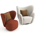 Modern Red and Beige Single Sofa with Brown Cushion and Contemporary Design 3d model