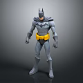 Batman Action Figure Toy With 3D Model Standing Pose Gray Suit Yellow Belt