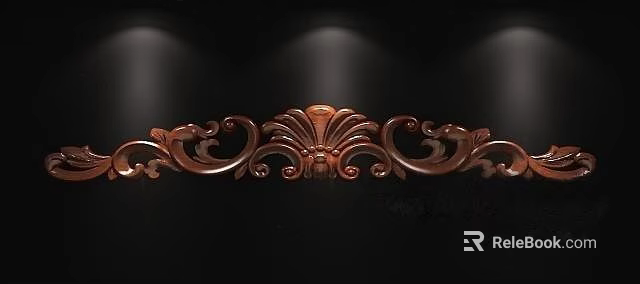Intricate Wooden Carved Ornamental Design With Scroll Patterns And Floral Motifs 3d model 